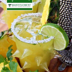 pineapple margarita in glass with spikes