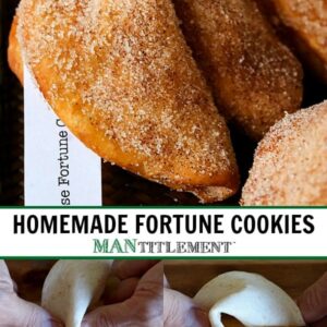 homemade cinnamon sugar fortune cookie recipe collage for pinterest