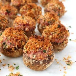 Corned Beef Stuffed Mushrooms | Easy Stuffed Mushroom Cap Recipe