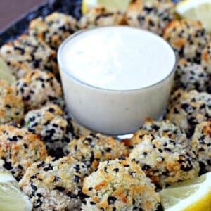shrimp balls with aioli for dipping