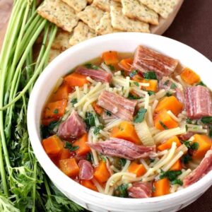 Slow Cooker Ham and Noodle Soup is such a comforting meal!