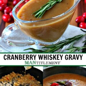 cranberry whiskey gravy collage for pinterest