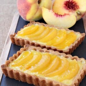 Peach Custard Tart Recipe | Easy Custard Tart With Fruit