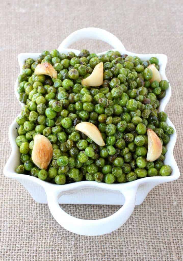 Brown Butter and Garlic Roasted Peas | Easy Roasted Peas Side Dish