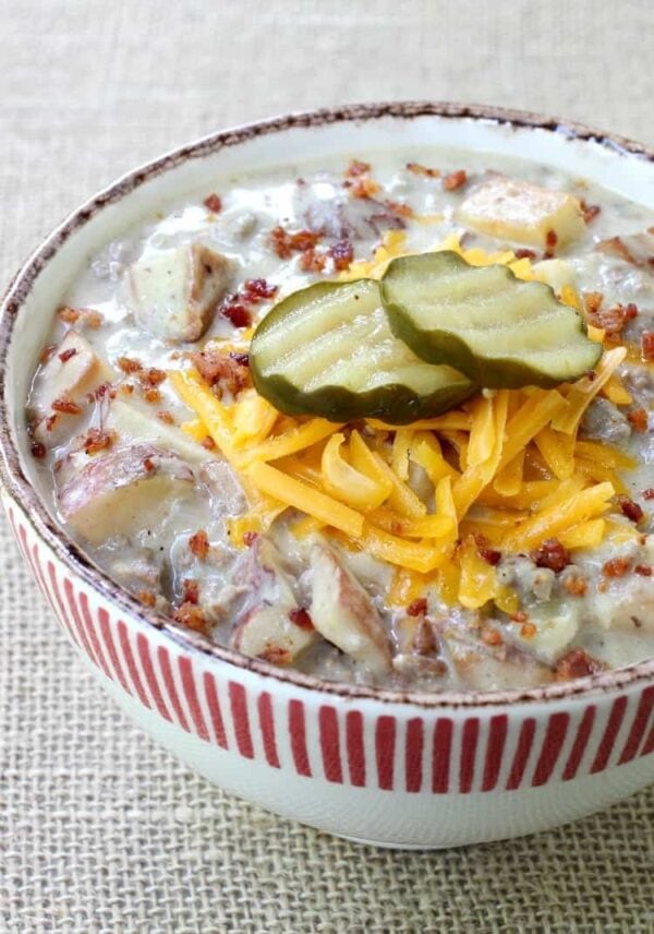 Cheeseburger and Fries Chowder | A Creamy Beef & Potato Soup Recipe