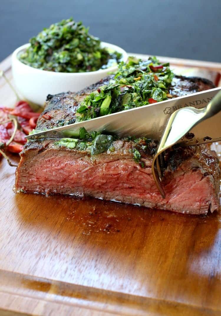 Grilled Steak with Spicy Kale Chimichurri Sauce | Easy Chimichurri Recipe