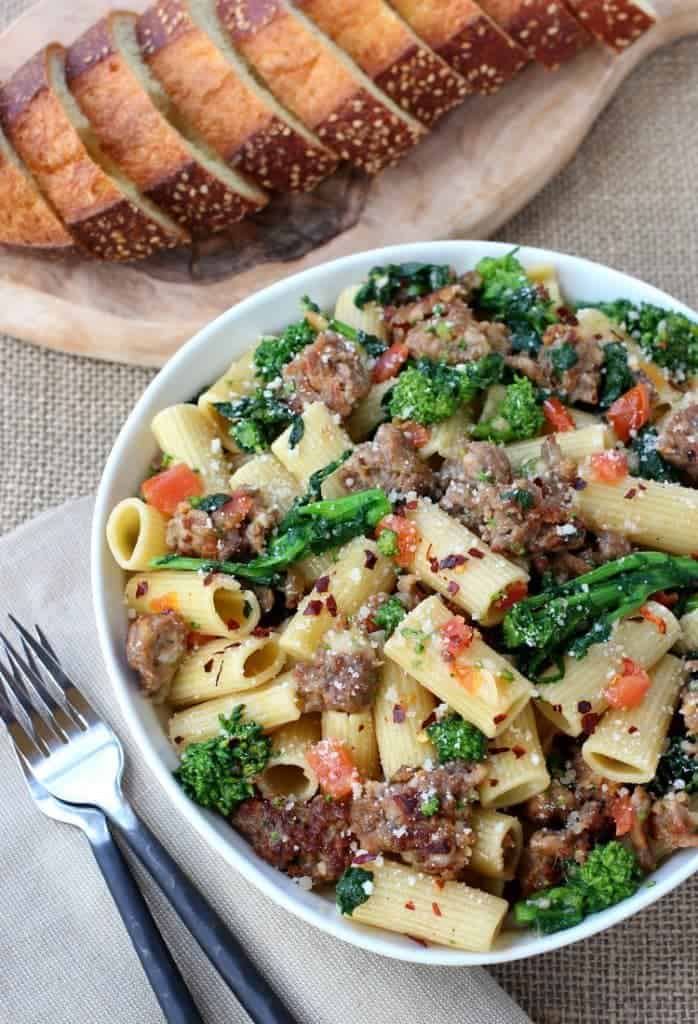 Rigatoni with Sausage and Broccoli Rabe | Easy One Pot Pasta Recipe