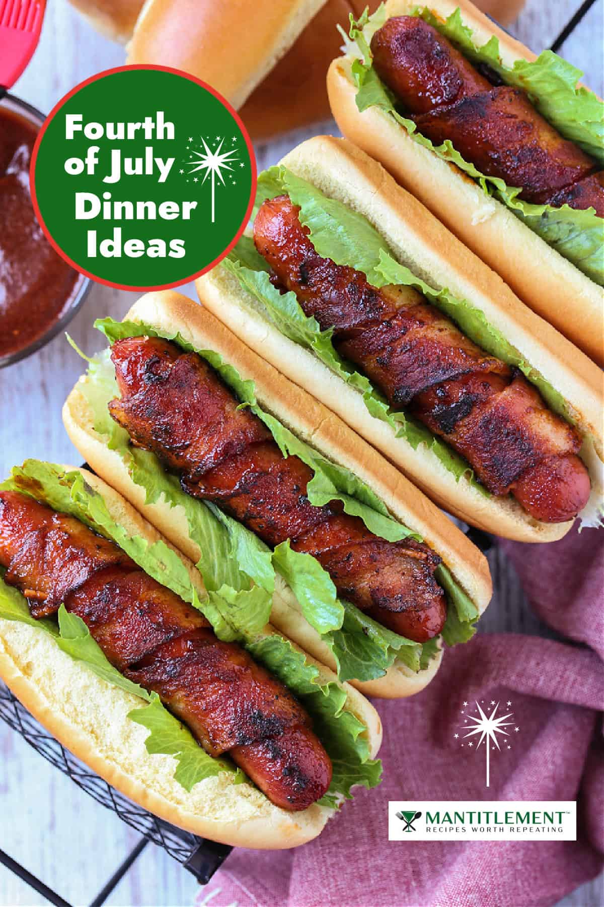 bacon wrapped hot dogs for a july fourth dinner idea