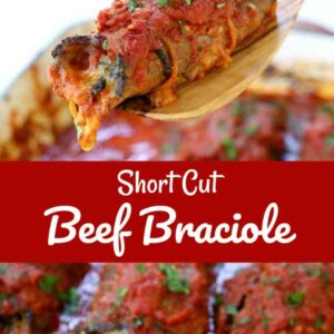 This Short Cut Beef Braciole uses a short cut for a fast dinner!