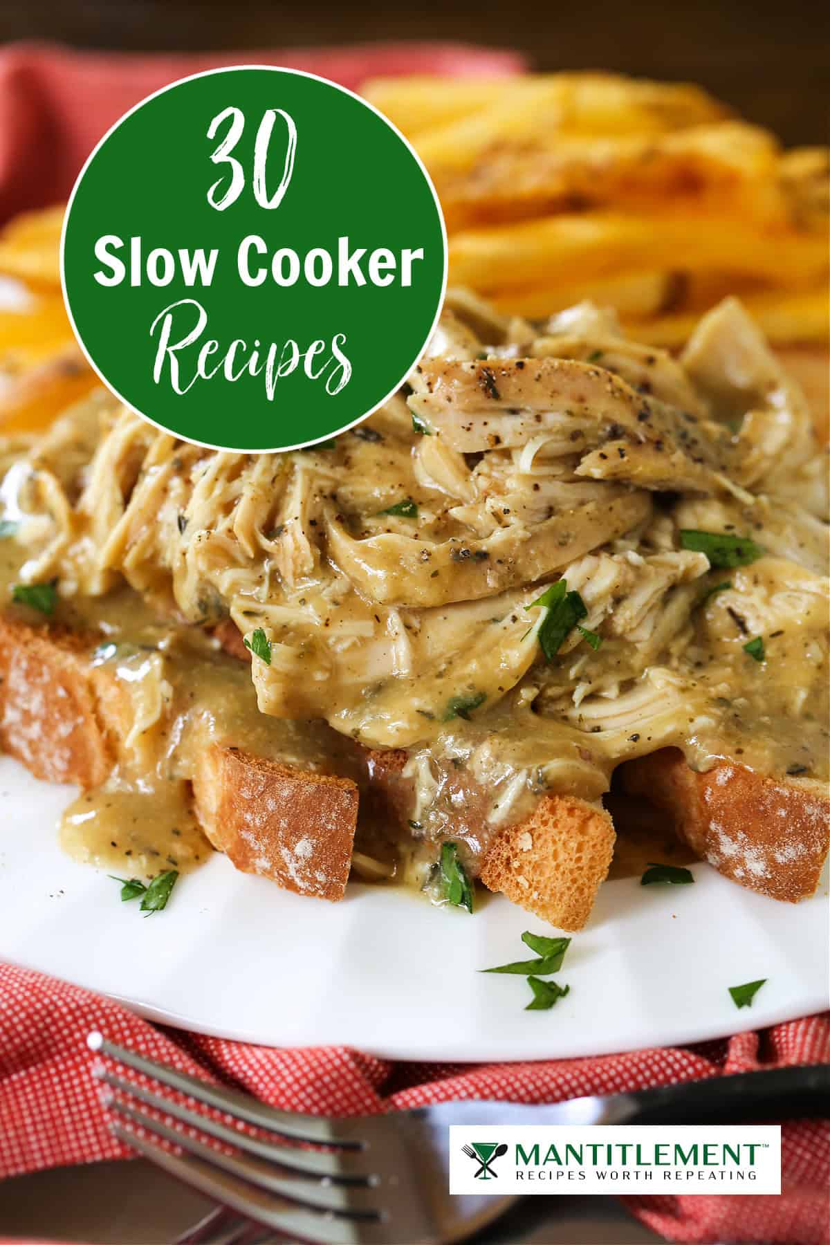 image with slow cooker chicken and gravy