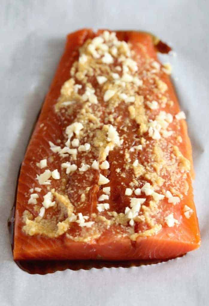 Baked Asian BBQ Salmon with a garlic and ginger marinade