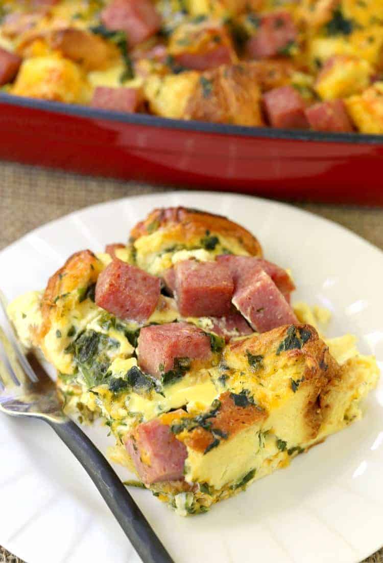Taylor Ham Egg and Cheese Breakfast Casserole | Strata Recipe