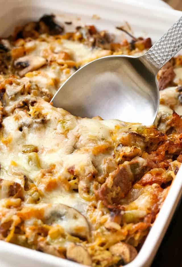 Philly Cheesesteak Spaghetti Squash Casserole - Mantitlement