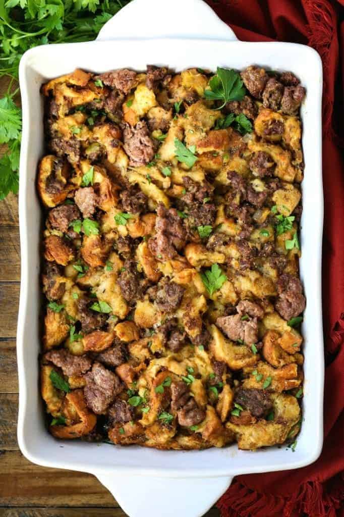 The BEST Sausage Stuffing Recipe | A Make Ahead Stuffing | Mantitlement