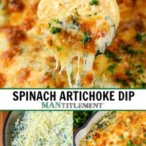 spinach artichoke dip recipe collage for pinterest