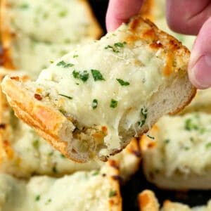 Easy Cheesy Garlic Bread is a cheese topped garlic bread made with fresh garlic and butter