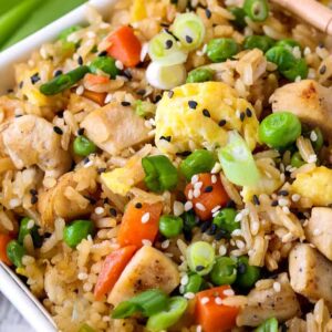 Chicken Fried Rice is a fried rice recipe with chicken and vegetables