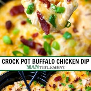 Crock Pot Buffalo Chicken Dip collage for Pinterest