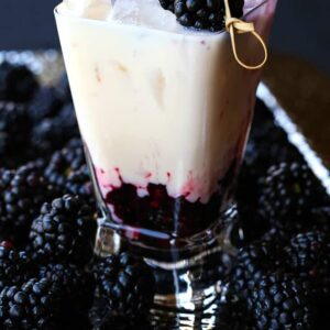 A RumChata Blackberry Fool is a RumChata drink made with fresh blackberries