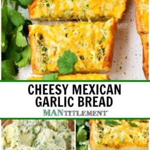 Cheesy Mexican Garlic Bread is an an appetizer or side dish recipe with cheddar cheese