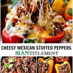 Cheesy Mexican Stuffed Peppers are a dinner recipe made with ground beef, peppers and beans