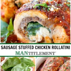 Sausage Stuffed Chicken Rollatini is a stuffed chicken breast recipe with spinach, sausage and cheese