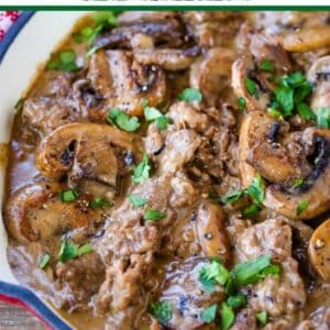 Skillet Beef Marsala is an easy dinner recipe that can be served with rice or pasta on the side