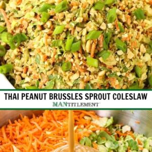 Thai Peanut Brussels Sprout Coleslaw is a coleslaw recipe with a peanut flavor