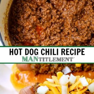 Hot Dog Chili Recipe collage for Pinterest