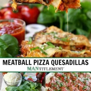 Meatball Pizza Quesadillas are a quesadilla recipe made with store bought meatballs