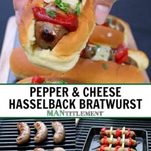 Pepper & Cheese Hasselback Brats are a bratwurst recipe that's stuffed with cheese and peppers