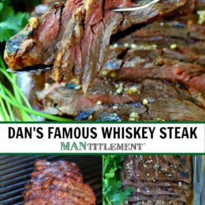 Dan's Famous Whiskey Steak is a flank steeak recipe that has been marinated