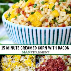 creamed corn with bacon collage for pinterest