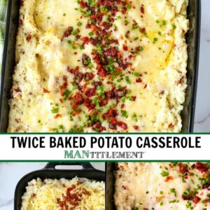 twice baked potato casserole collage for pinterest