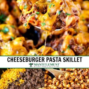 Cheeseburger Pasta Skillet collage for Pinterest