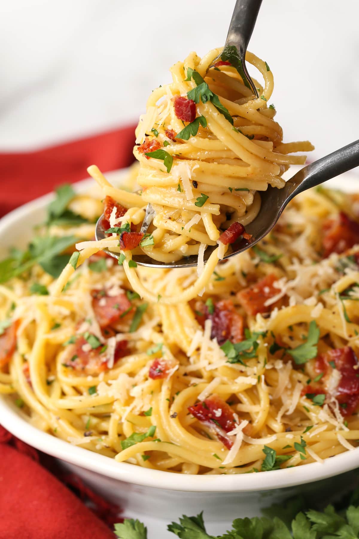 Spaghetti Carbonara with Pork Cheek