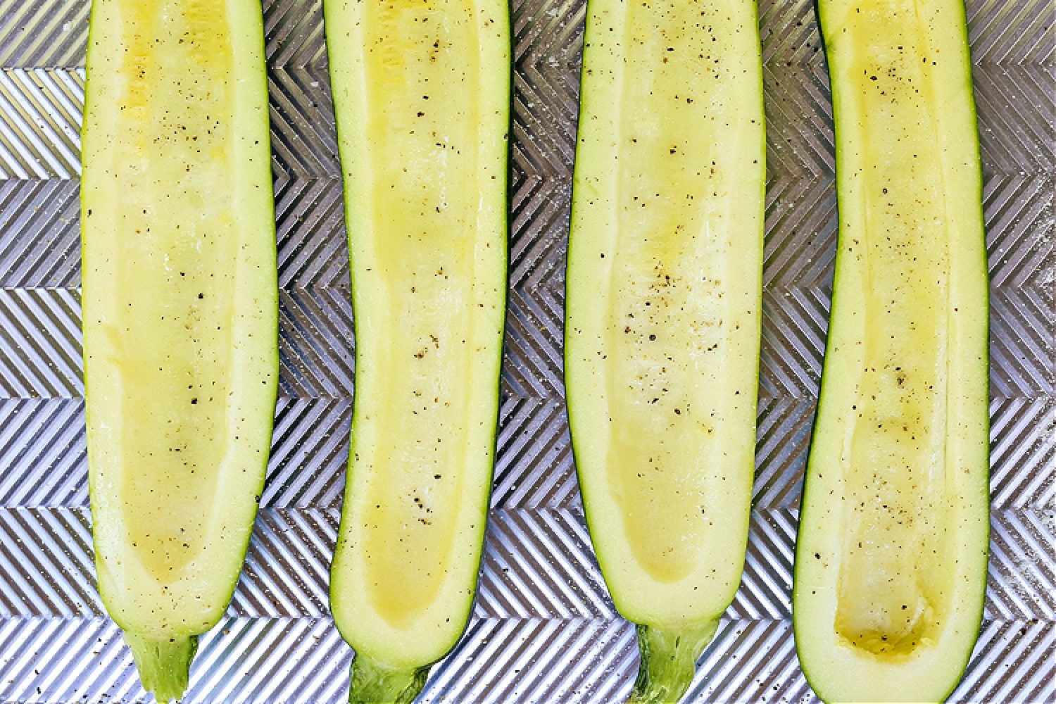 hallowed out zucchini halves