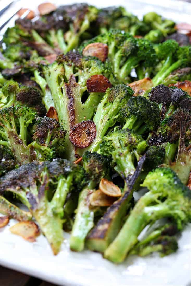 Roasted broccoli with garlic chips