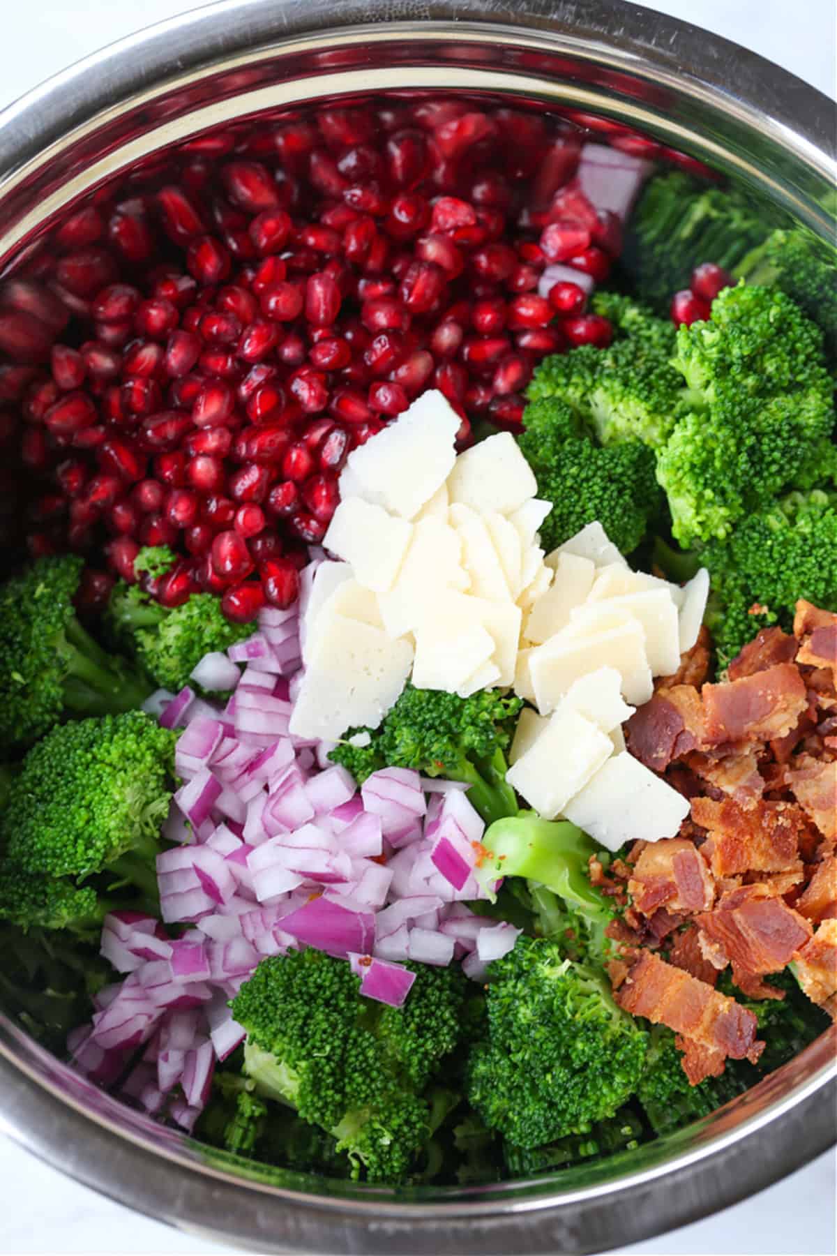 ingredients for making no-mayo broccoli salad