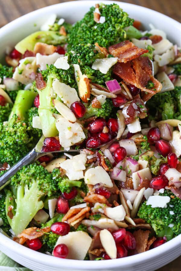 Broccoli Salad Recipe No Mayo Mantitlement   Broccoli Salad Recipe Bowl Spoon 600x900 