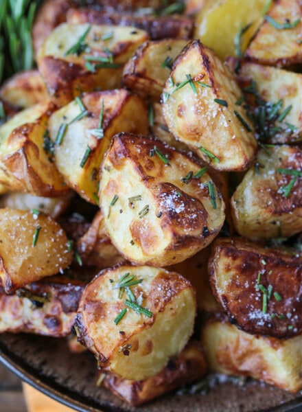 Air Fryer baby potatoes with salt and fresh rosemary