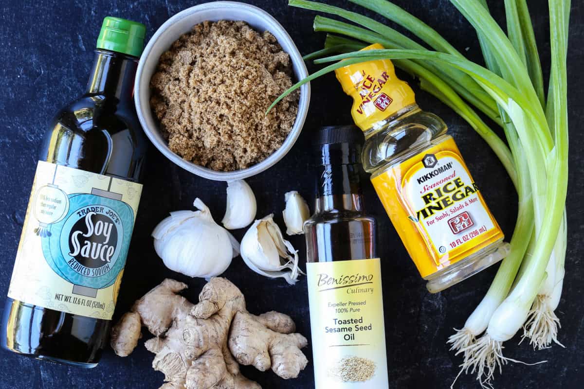 ingredients for making teriyaki marinade
