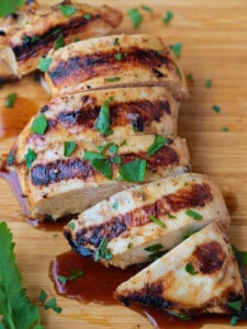 marinated chicken breast sliced with juices