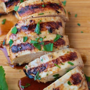 marinated chicken breast sliced with juices