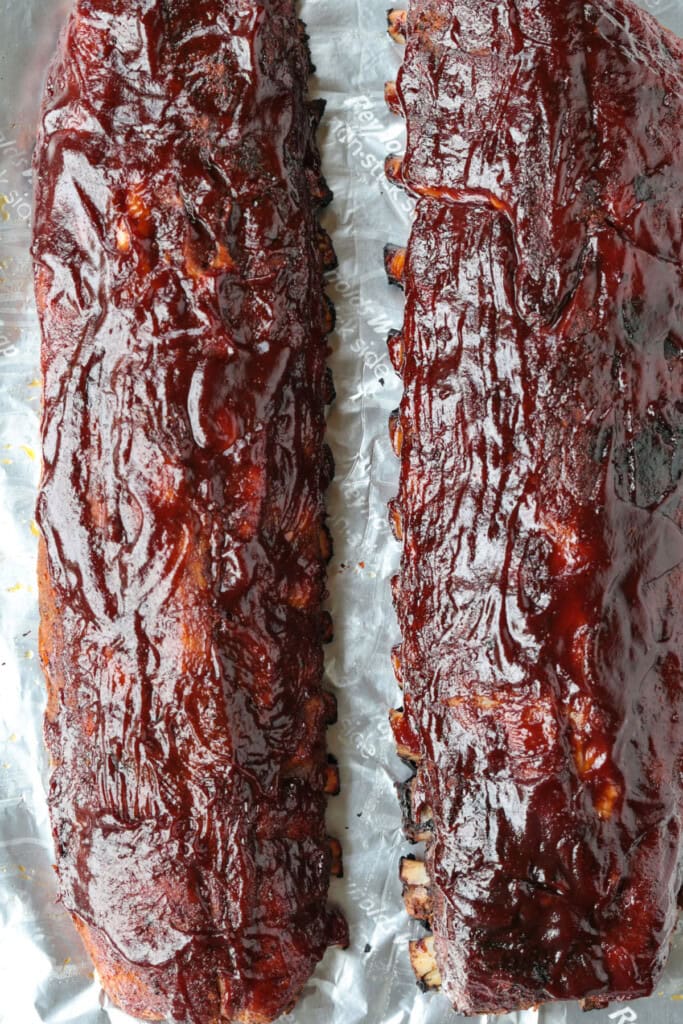oven baked racks of ribs with bbq sauce