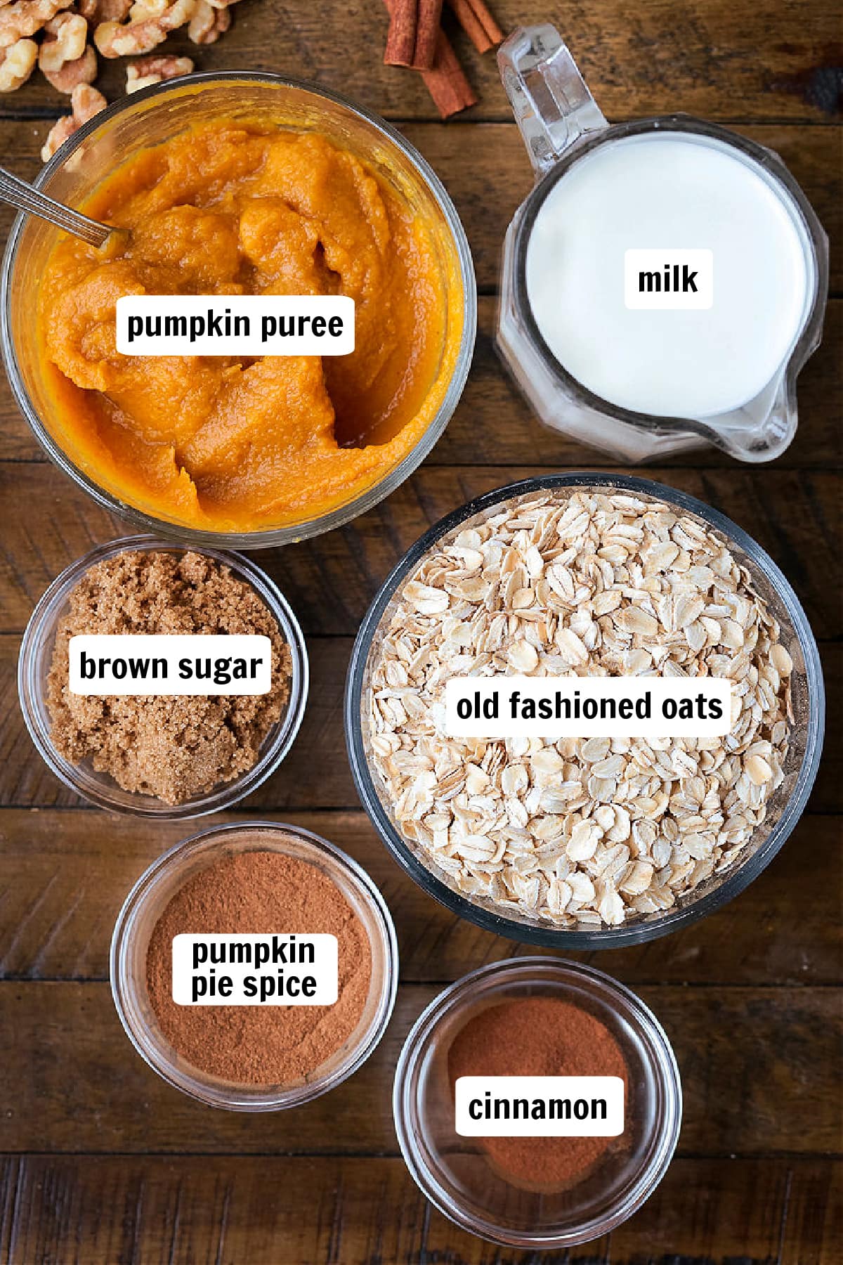 ingredients for making pumpkin oatmeal