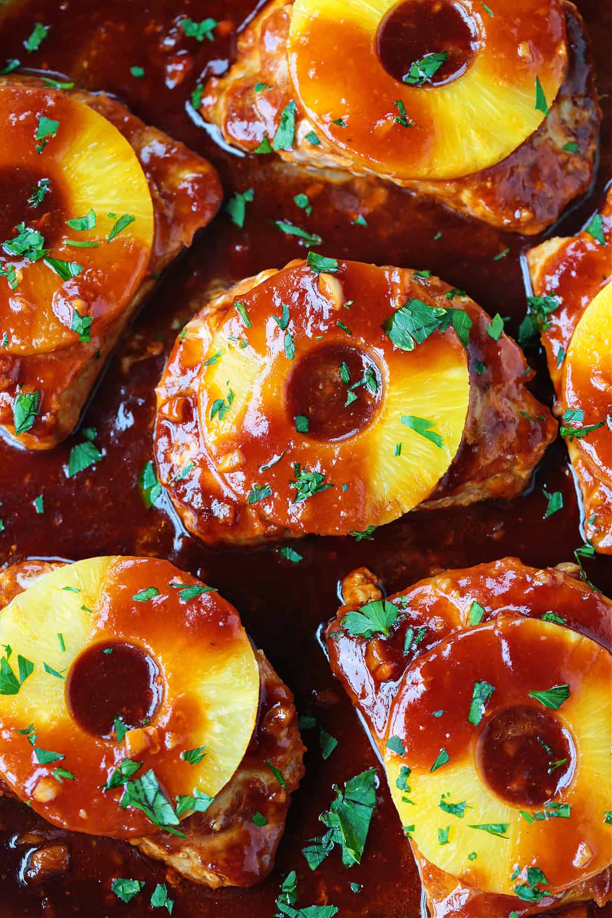 pork chops with pineapple slices and sauce