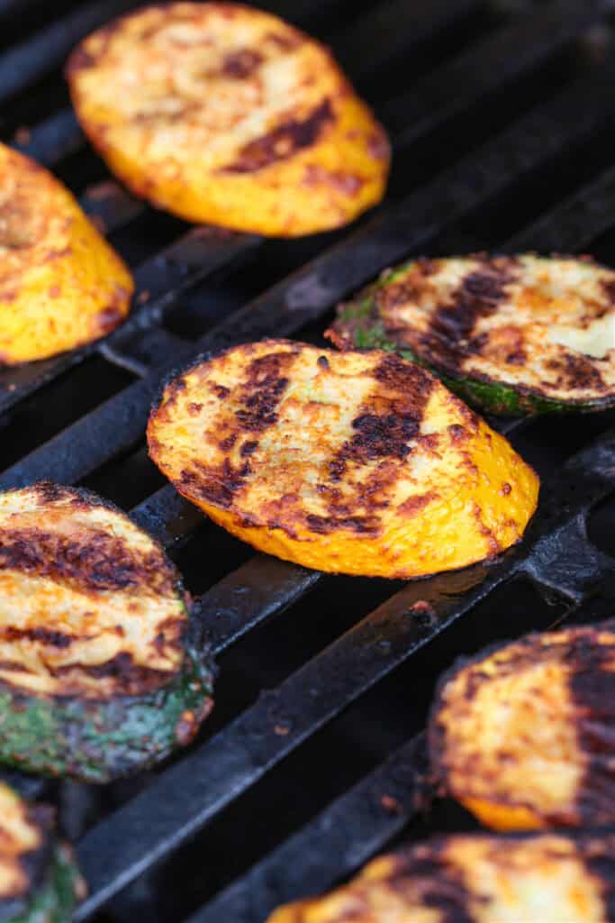 grilled slices of zucchini and squash