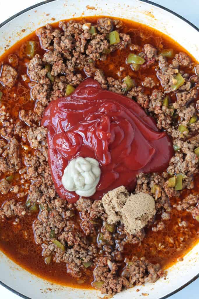 sloppy joe meat in a skillet