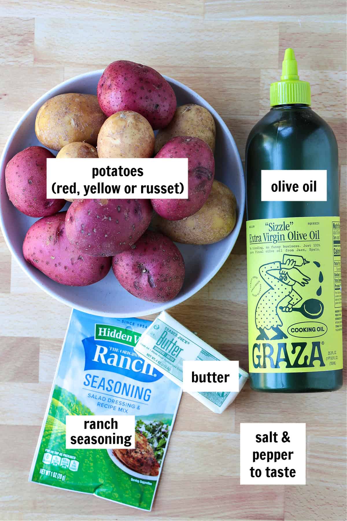 ingredients for making oven roasted potatoes